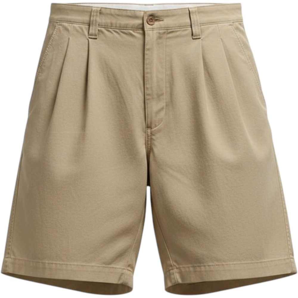 Folio Saks Fifth Avenue Mens 38 Silk Pleated Shorts Khaki Herringbone Luxury